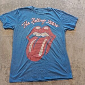 Rolling Stones Tongue Logo Official T-Shirt Men's Size Medium Blue Bravado